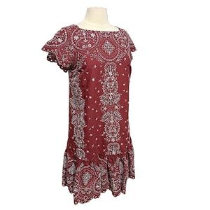 Anthropologie Feather Bone Ynez Short Sleeve Ruby Eyelet Tunic Dress Size Small